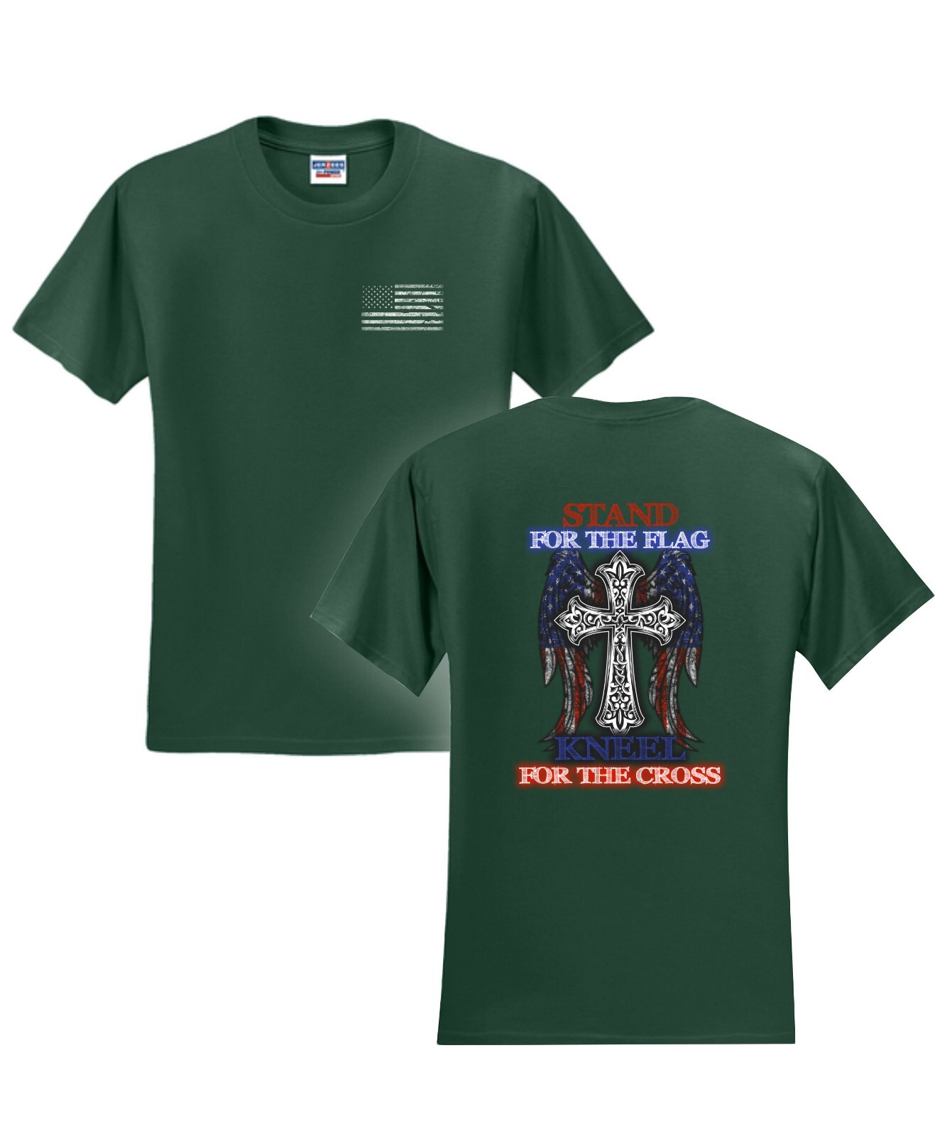 Stand For The Flag, Kneel For The Cross Screen Printed Graphic Unisex Shirt gallery