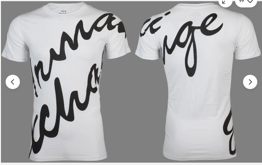 $50 ARMANI EXCHANGE White Black SCRIPT Short Sleeve Slim Fit Designer T-shirt gallery