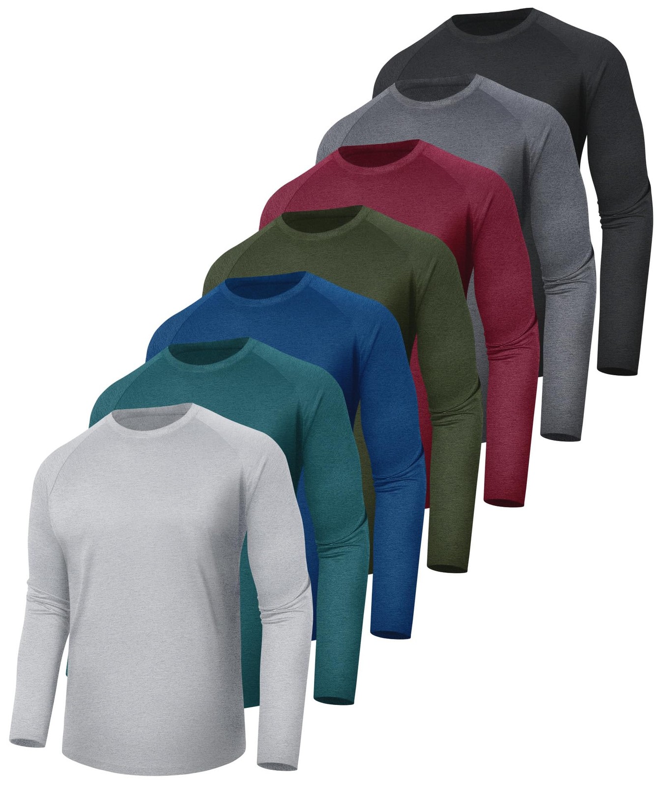 7 Pack Long Sleeve Shirts for Men Quick Dry Moisture Wicking Sun Protection …
