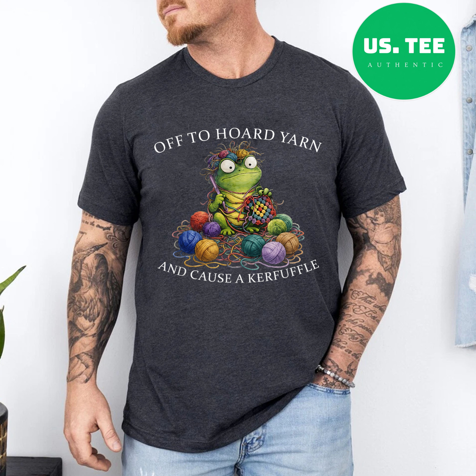Off to Hoard Yarn Frog Knitting Crochet Knitter Yarn Lover T-Shirt gallery