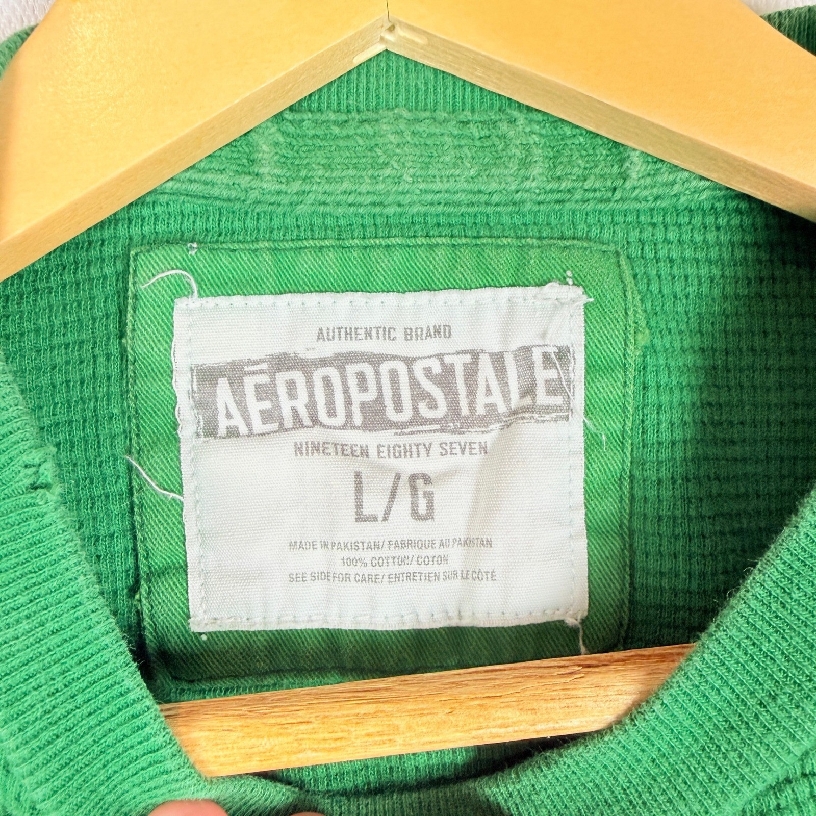 Vtg Y2K Aeropostale Mens Thermal Shirt Large Green Waffle Knit Skater Grunge gallery
