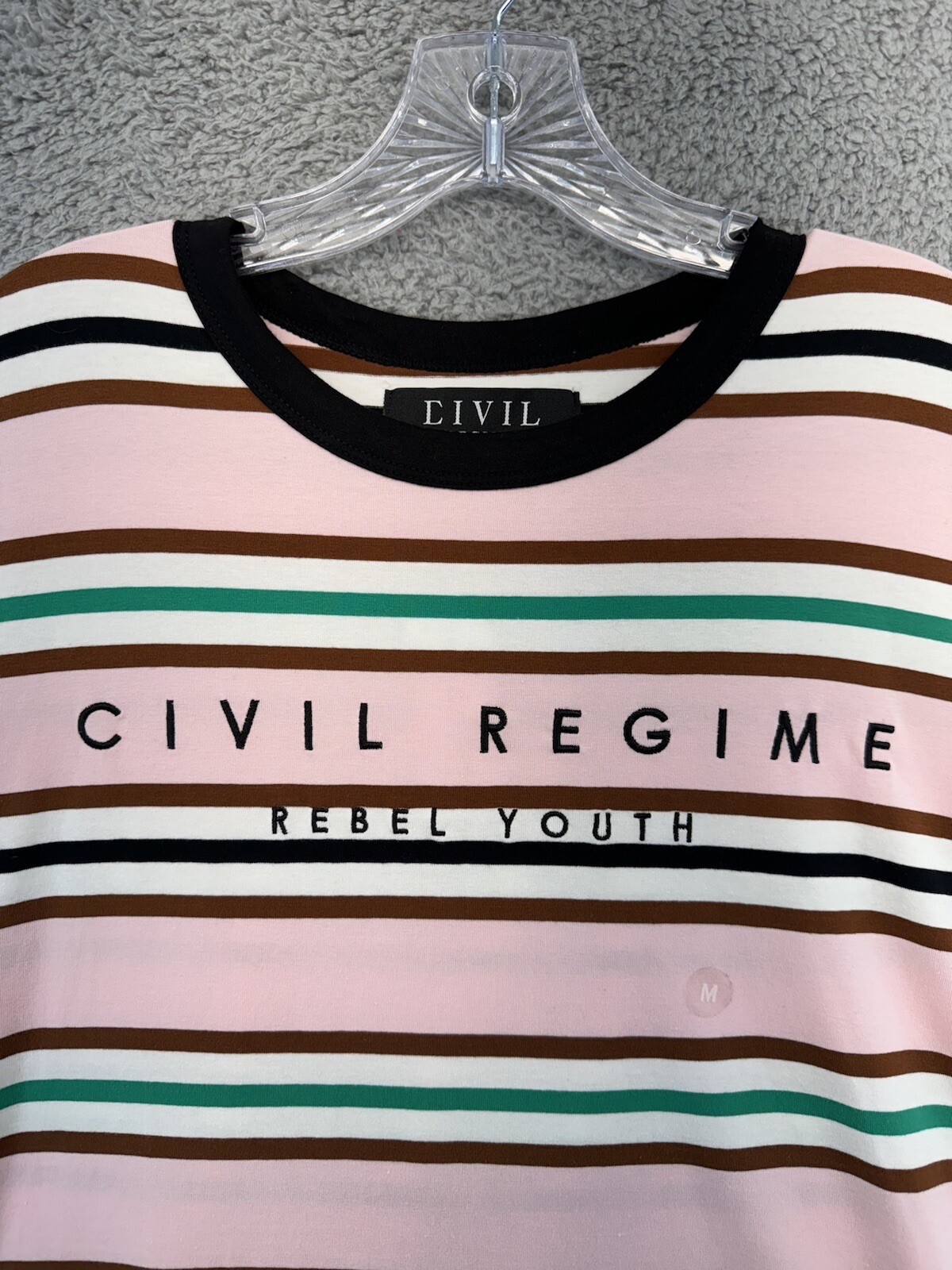Civil Regime Striped T-Shirt Pink Men’s Sz M Trendy Crew Neck Streetwear New gallery