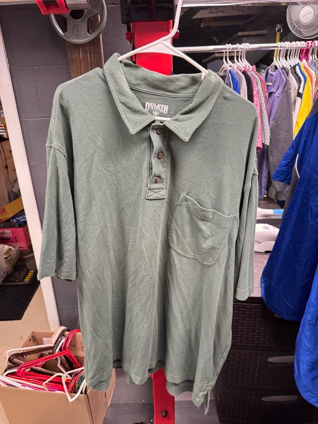 Duluth Trading Co. Men's 2XL Short Sleeve Coolmax Cotton Pocket Polo Shirt Green gallery