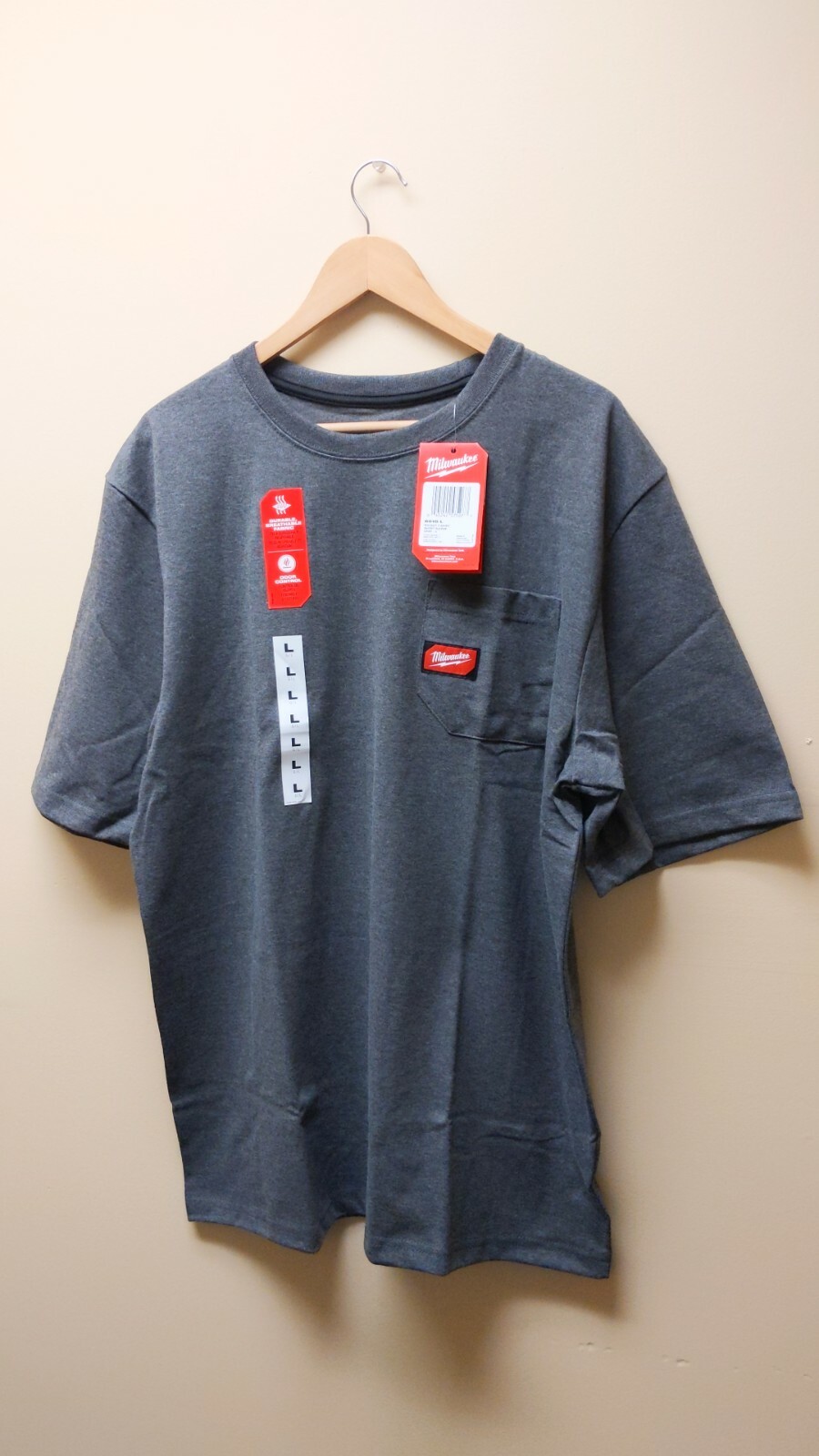 Milwaukee Tool Gray Heavy Duty Short Sleeve Pocket Tee Shirt – M, L, XL, 2X & 3X