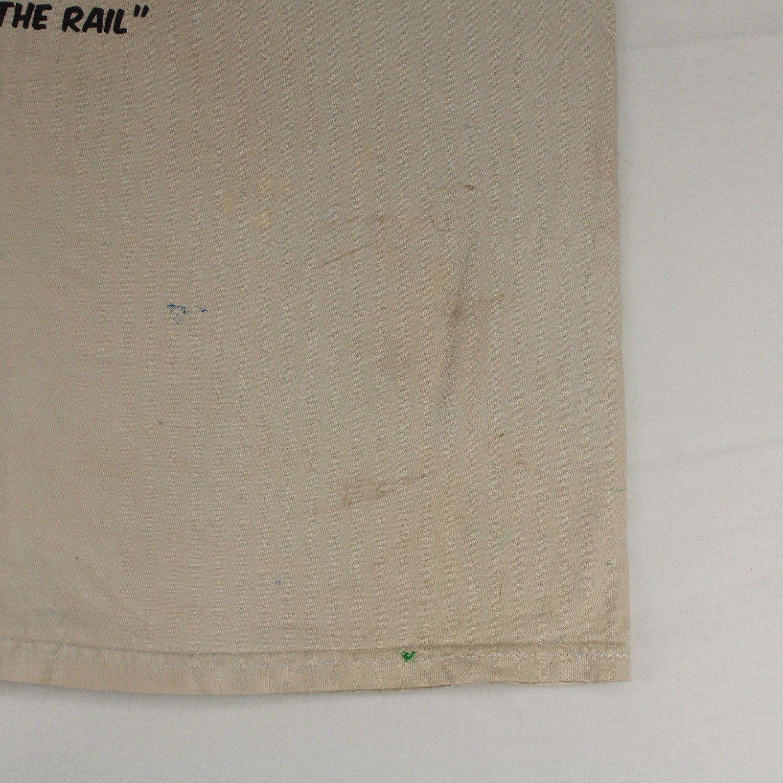QUINTIN CO Los Angeles DERAIL THE RAIL Beige Graphic T-SHIRT Men's L gallery