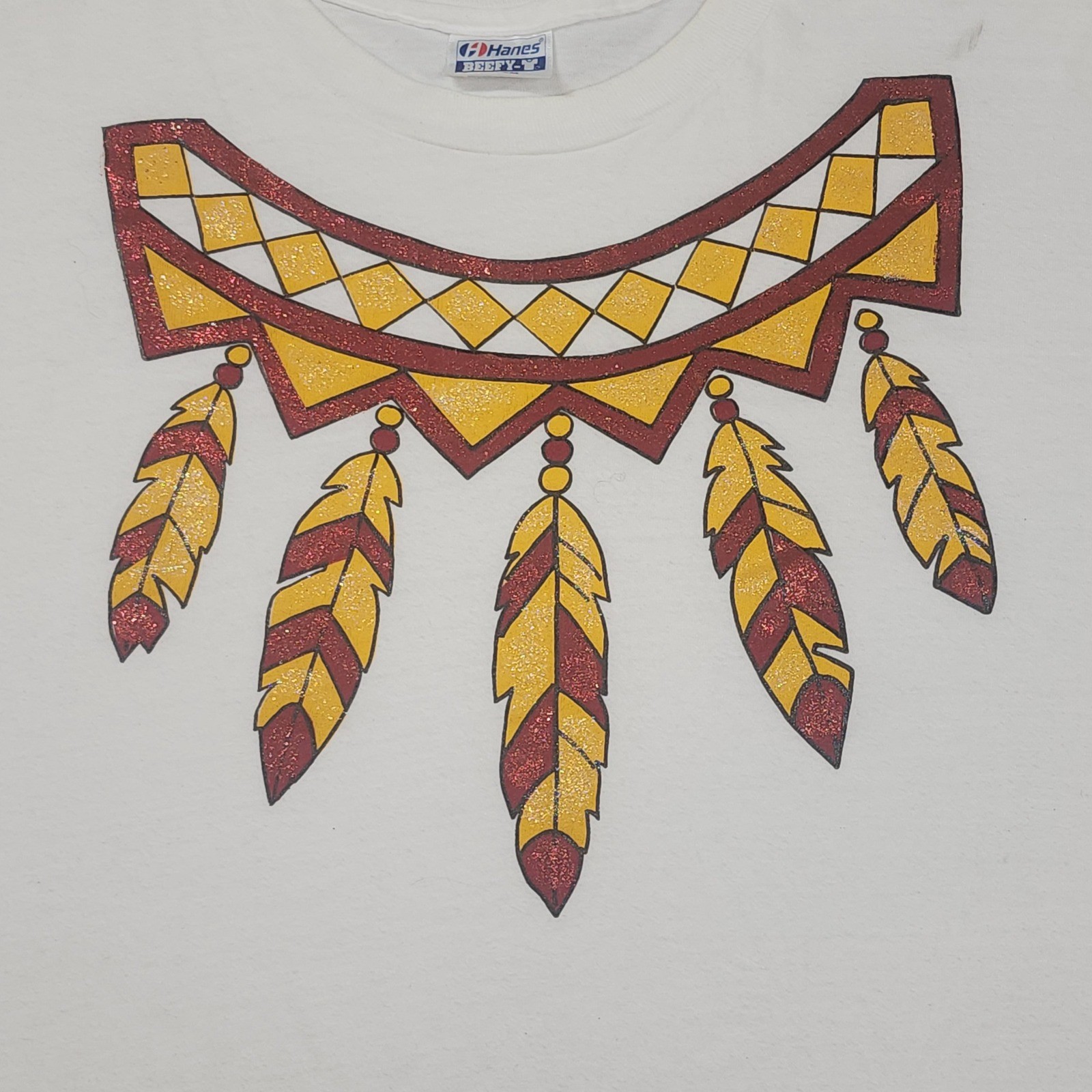 Hanes Beefy-T Graphic Tee Mens XL White Good Vintage 90s Southwestern Glitter gallery