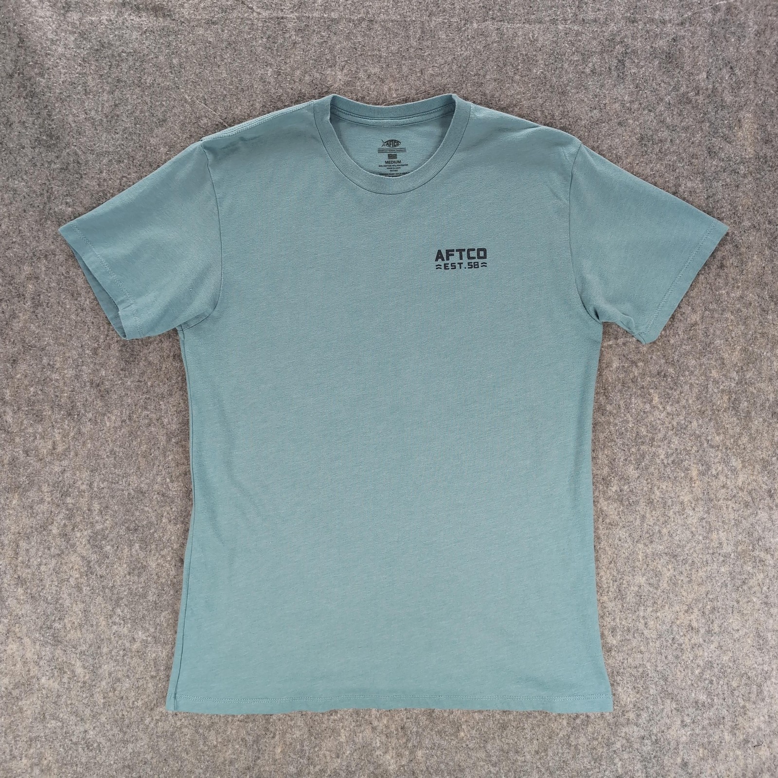 AFTCO Shirt Mens Medium Blue Mountain Sunset Graphic Outdoor Tee Logo Casual gallery