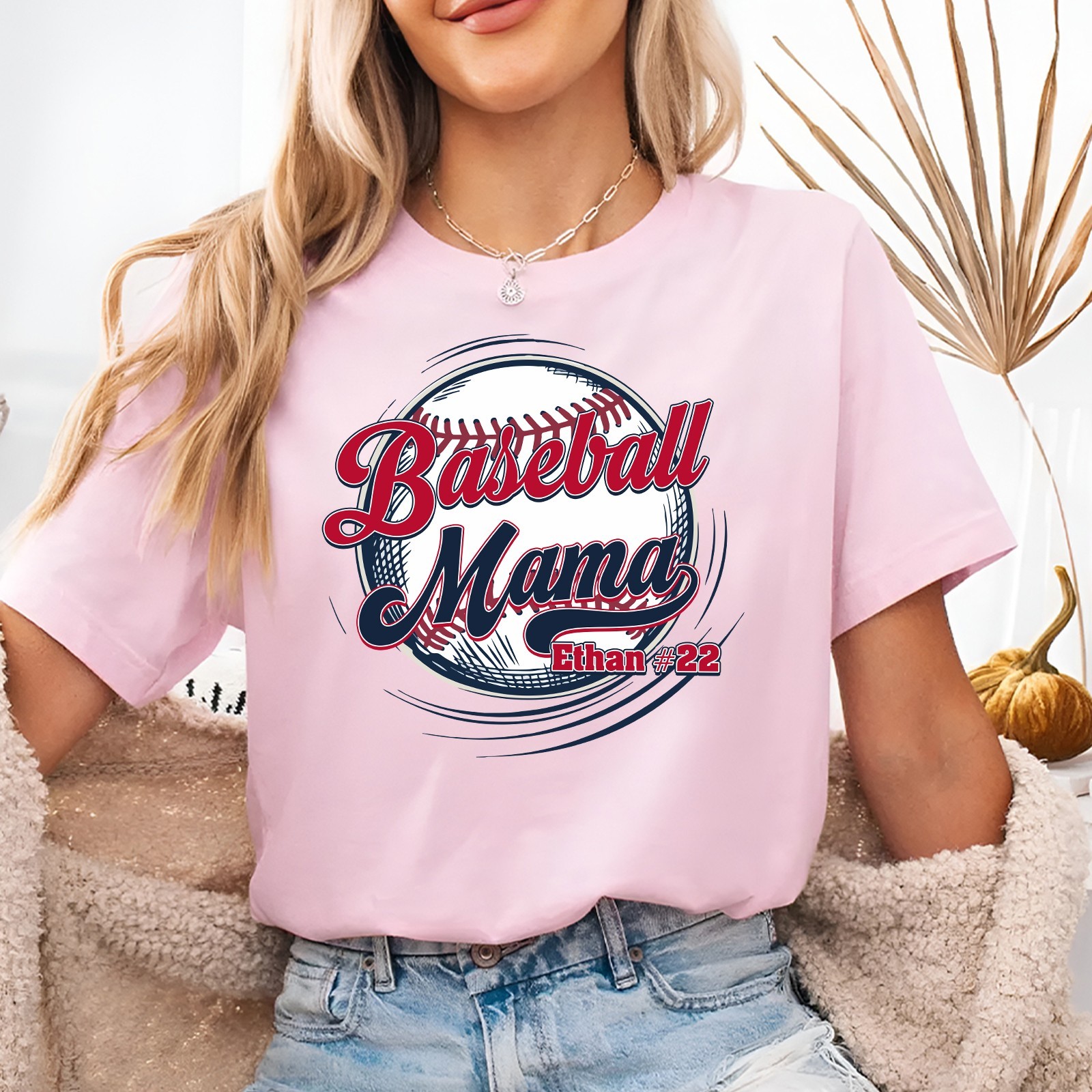 Personalized Baseball Mama Shirt Custom Player Name Number Sport Mother Gift Tee gallery