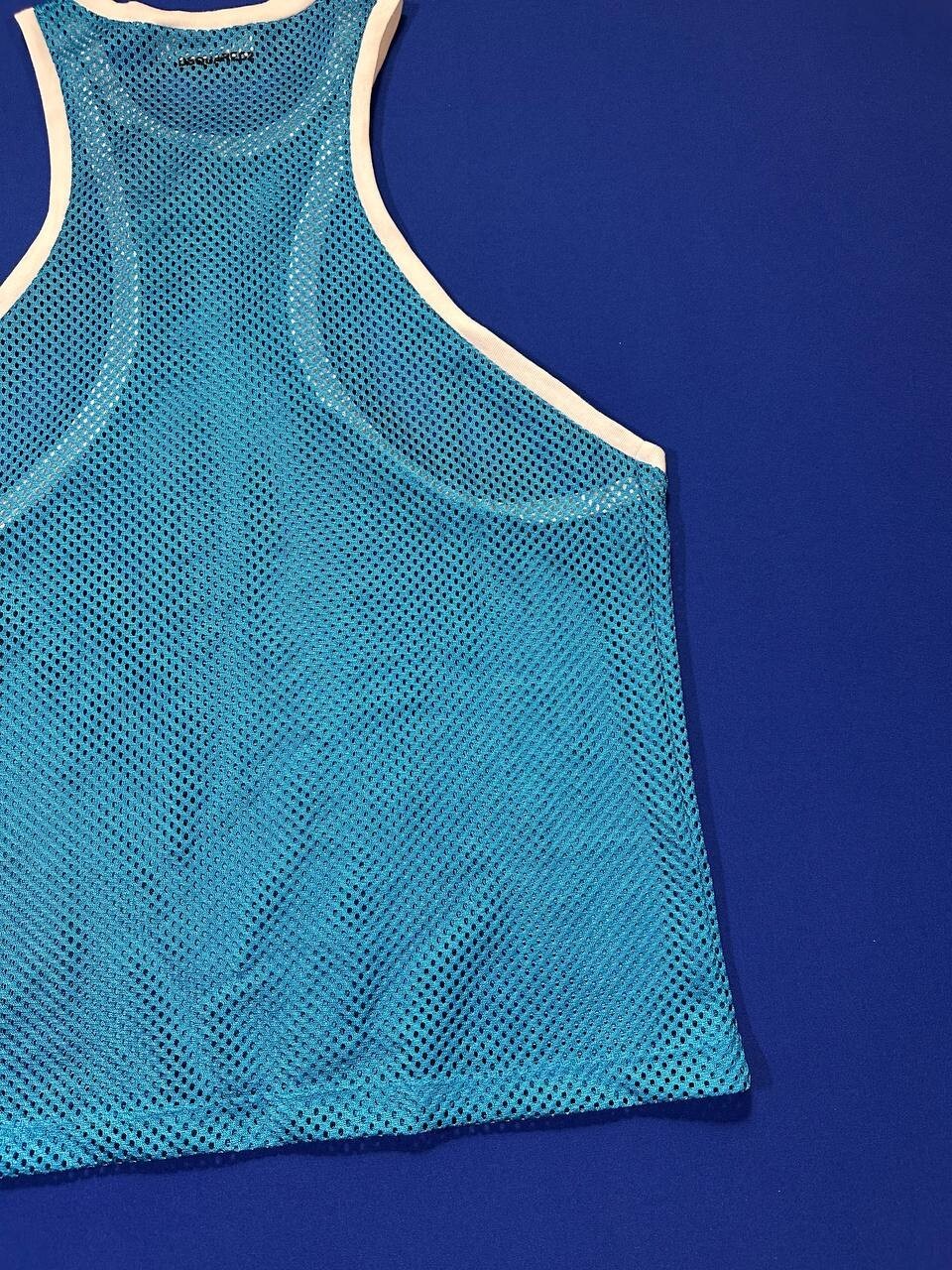 DSQUARED2 men’s summer blue back&front racer mesh muscle tank top SZ L gallery