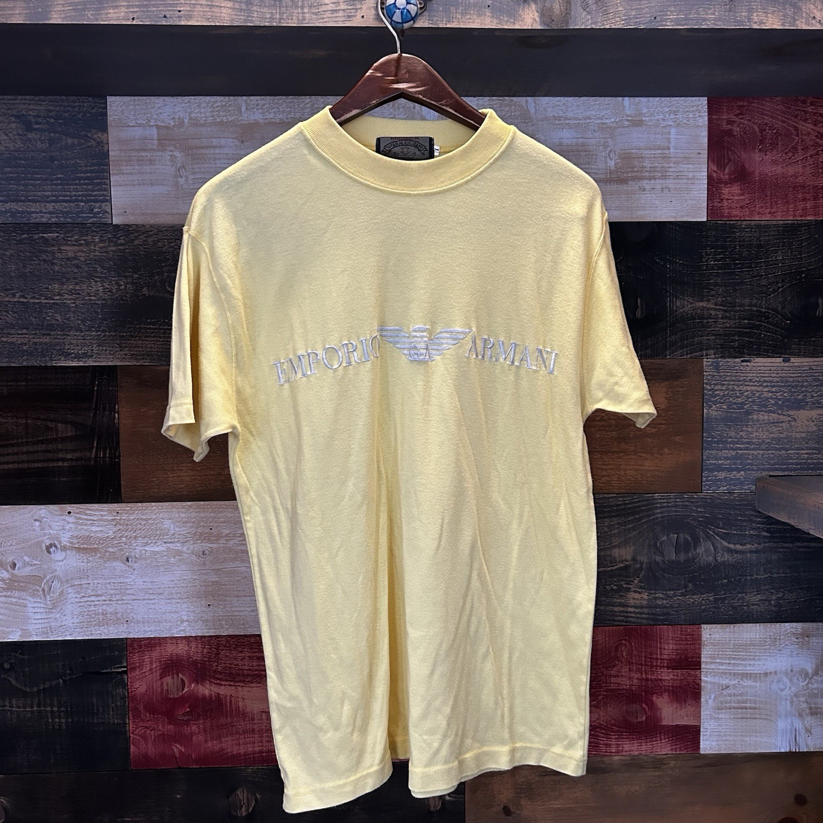 Vintage Giorgio Armani Emporio Armani T Shirt Men’s Yellow XL 90s