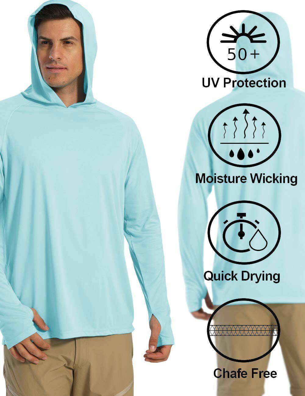 UPF50+ Mens Outdoor Fishing Hoodie Sun Block Skin Protection Long Sleeve T-Shirt gallery