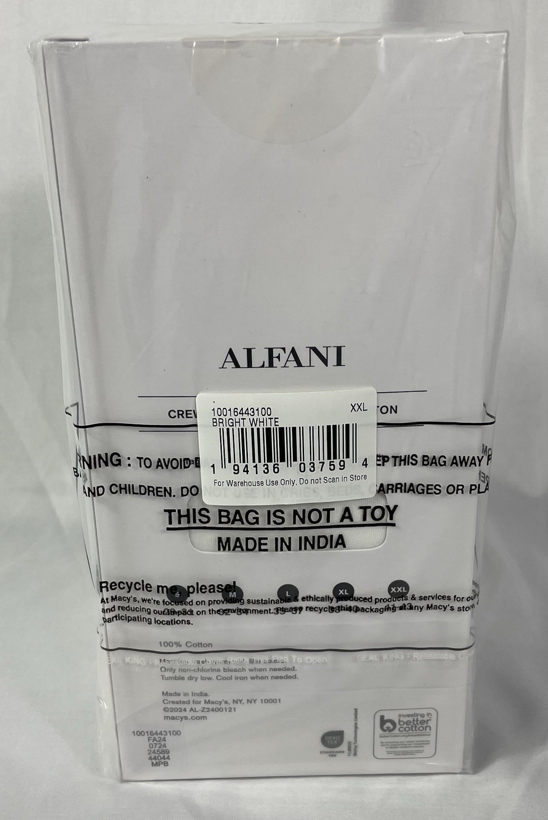 ALFANI Men's XXL 4-Pack Slim-Fit Solid Cotton Undershirts 4 Total Shirts NWT gallery