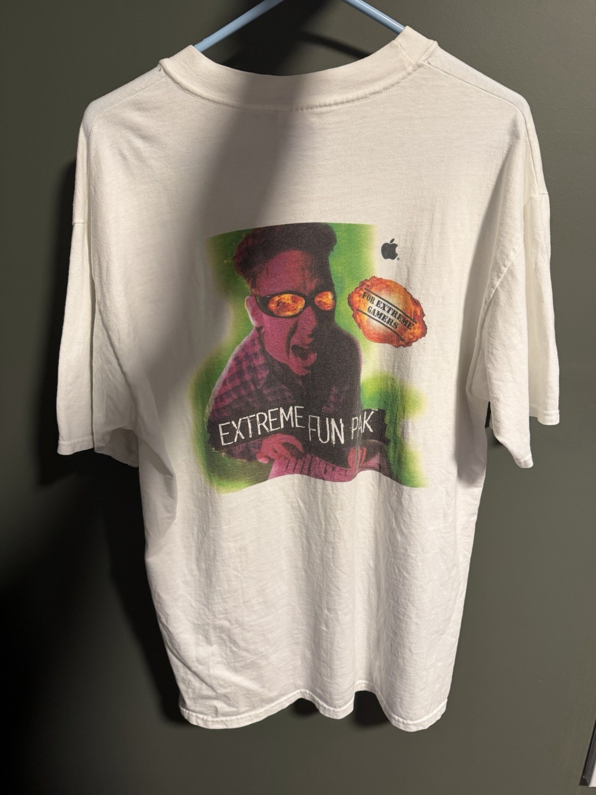 Vintage 90s Apple Computers 1st Promo Gaming Shirt Extreme Fun Pak Red Logo Sz L gallery