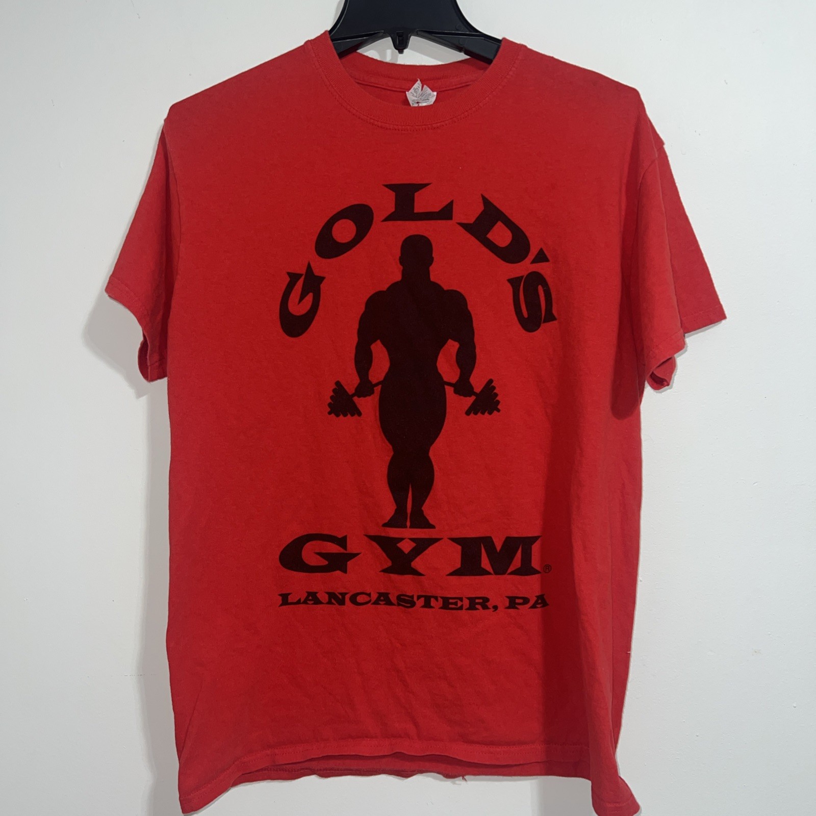 Gold's Gym Lancaster PA Shirt Medium Red Black Short Sleeve gallery