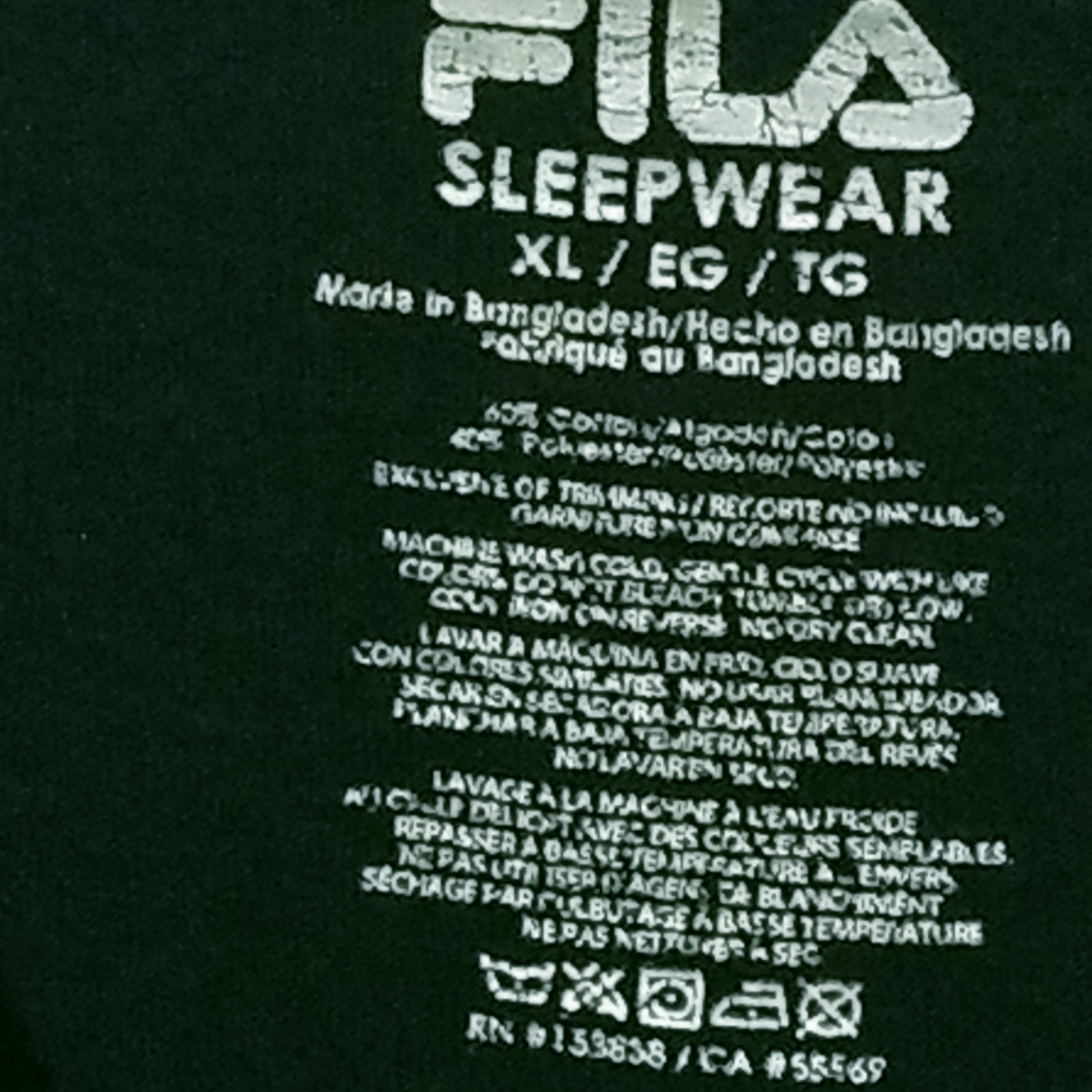 Fila Sleepwear Shirt Men XL Black Short Sleeve Logo Lounge Tee Cotton Blend gallery