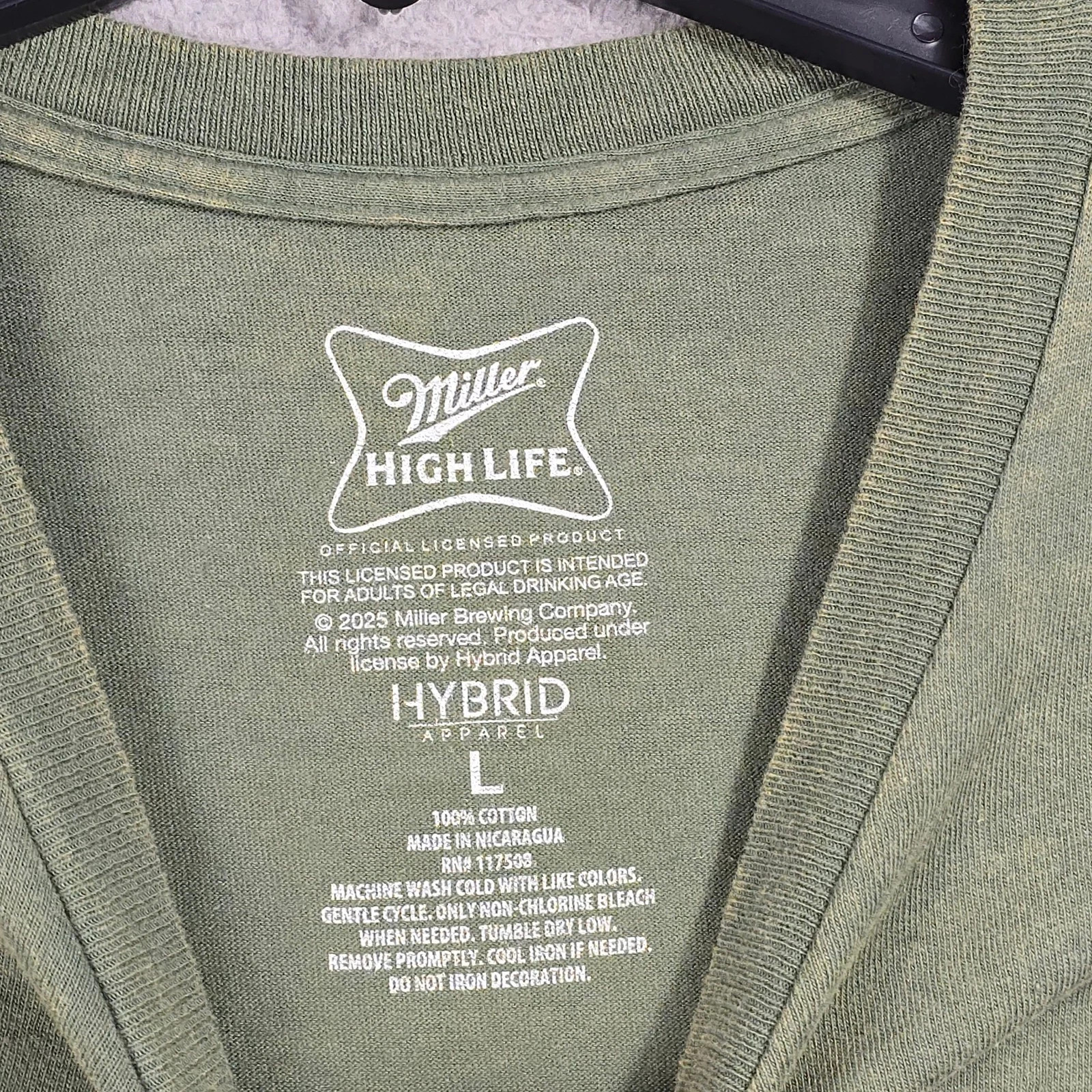 MILLER HIGH LIFE Beer Deer Shirt Mens Large Green Weathered Hunting Casual NWT gallery