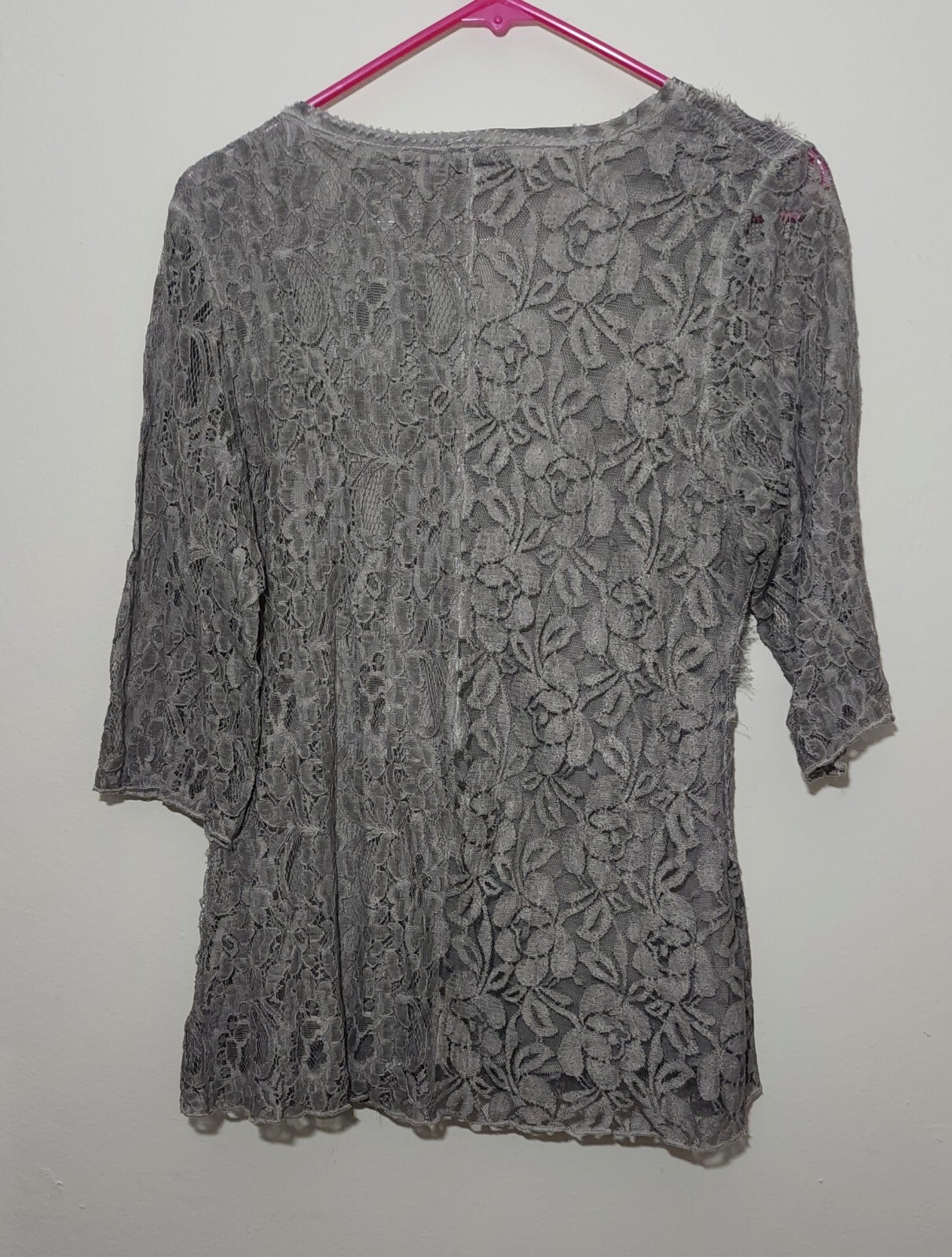 Womens Gray Lace Blouse Flower Lace Shirt Medium This And That Ordinary gallery
