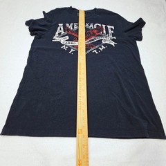 American Eagle Mens Navy Graphic Tee L Athletic Fit Americana Biker Patriotic