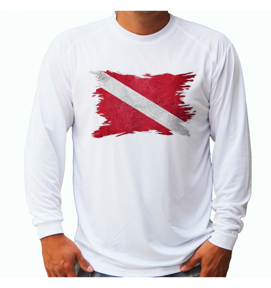 Scuba Flag Diver Diving Logo Long Sleeve UPF 30 T-Shirt Sport Boat UV Protection