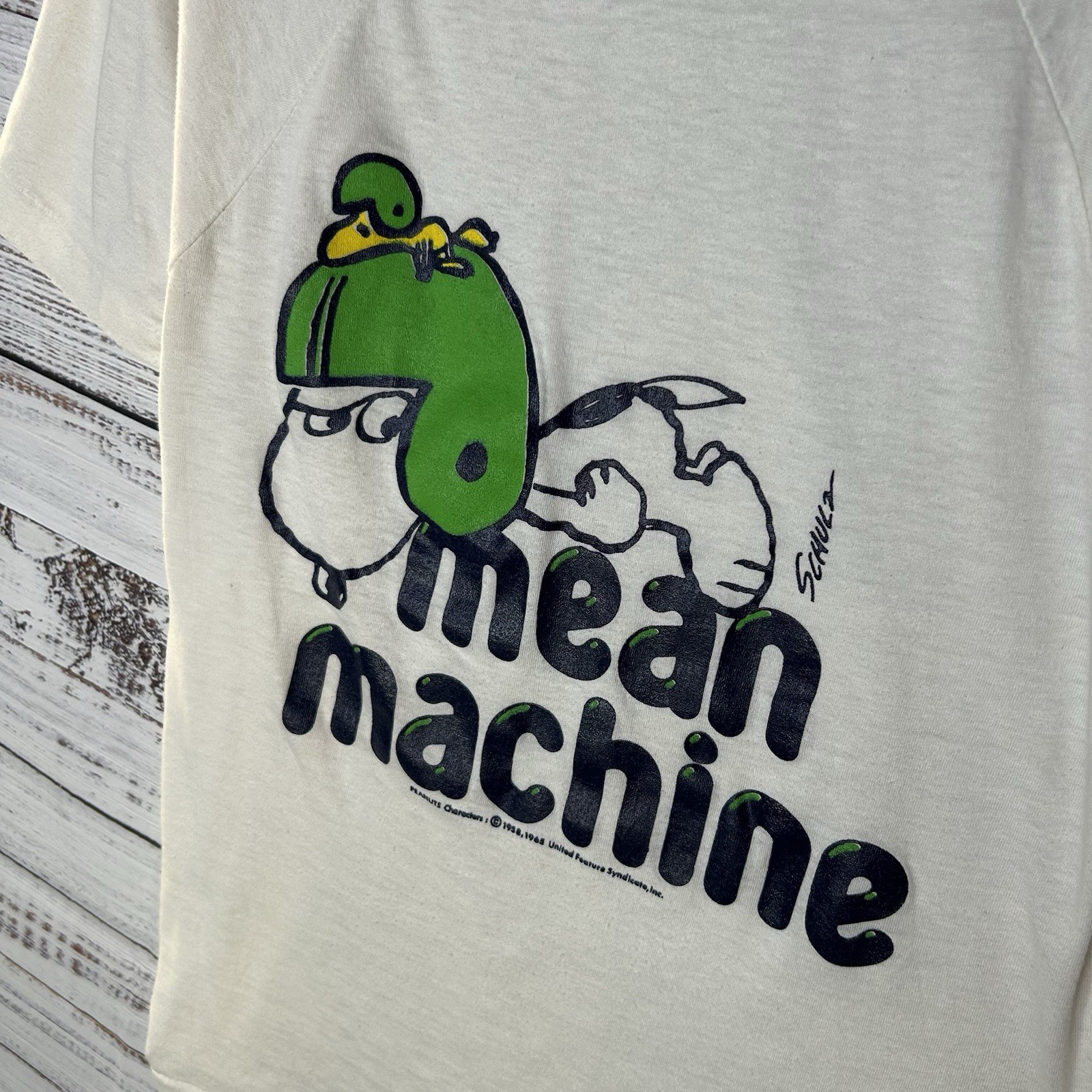 Vtg 70s Snoopy Philadelphia Eagles Football Mean Machine Raglan T-Shirt Small gallery