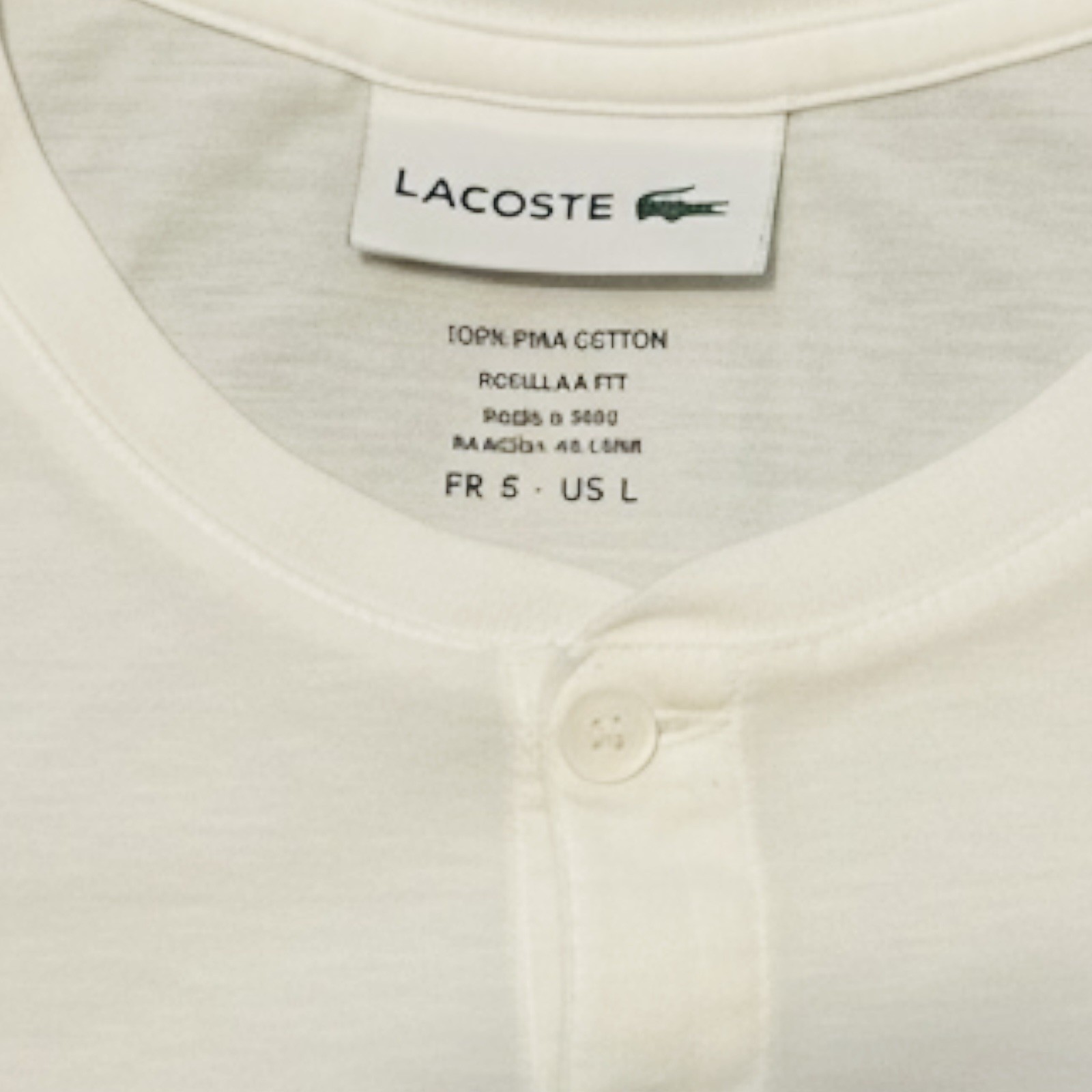 Lacoste Shirt Mens L Henley Short Sleeve White Green Croc Logo 1/4 Button Tee * gallery