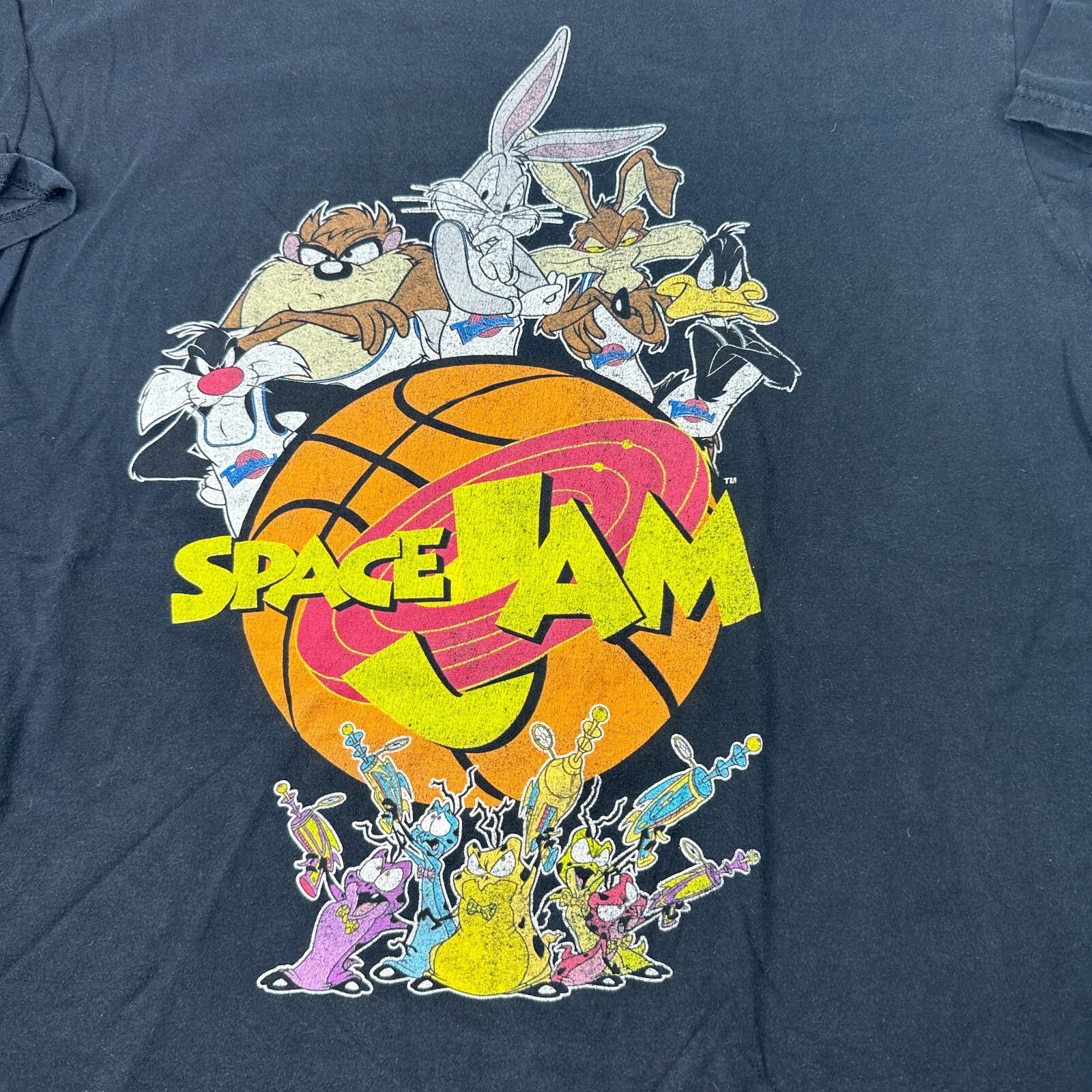 Space Jam Mens Size XL Black Cotton Short Sleeve Crew Neck Graphic T Shirt gallery
