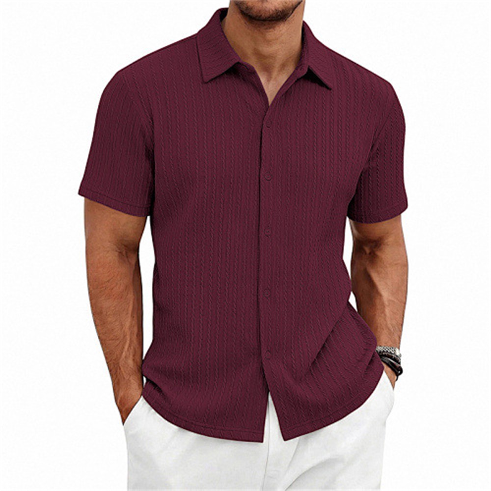 Men's Summer Shirt Casual Slim Shirts Short Sleeve Button Down Tops Blouse gallery