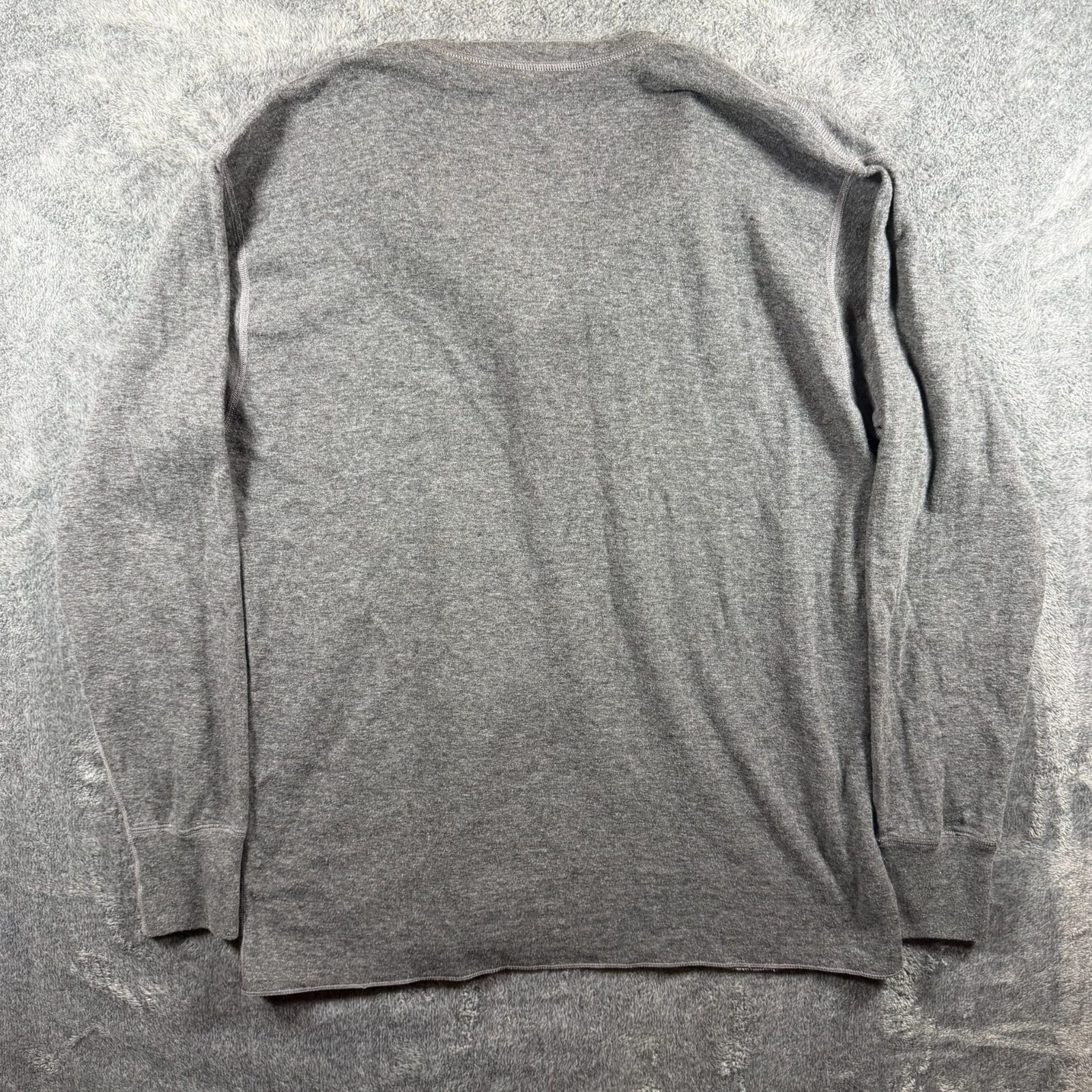 L.L. Bean Henley Shirt Mens Large Gray Wool Blend Double Layer River Driver gallery