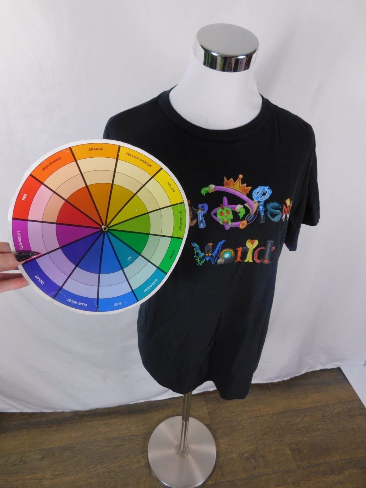 Walt Disney World Multicolor Logo Graphic T-Shirt S Black Cotton Unisex gallery