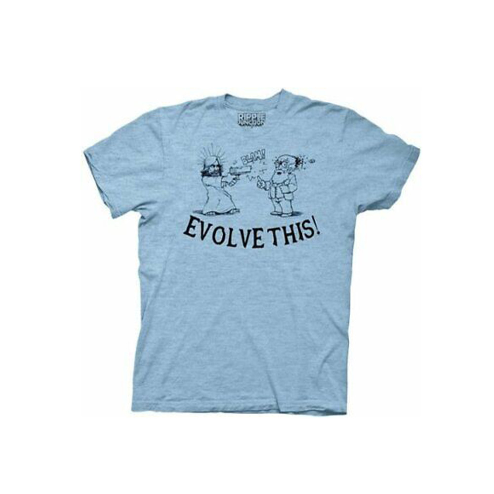 Men's Paul Movie Evolve This! Jesus Shooting Darwin Light Blue Cosplay T-shirt gallery