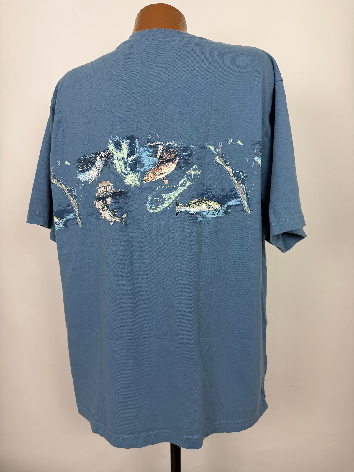 Fish Graphic Henley Shirt Men XXL Saltwater Fishing Bass Dad Cotton Reel Legends gallery