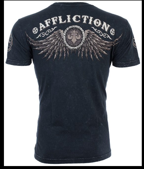 $58 AFFLICTION Black THUNDERFOOT Short Sleeve Slim Fit Y2K T-shirt MMA Elite NWT gallery