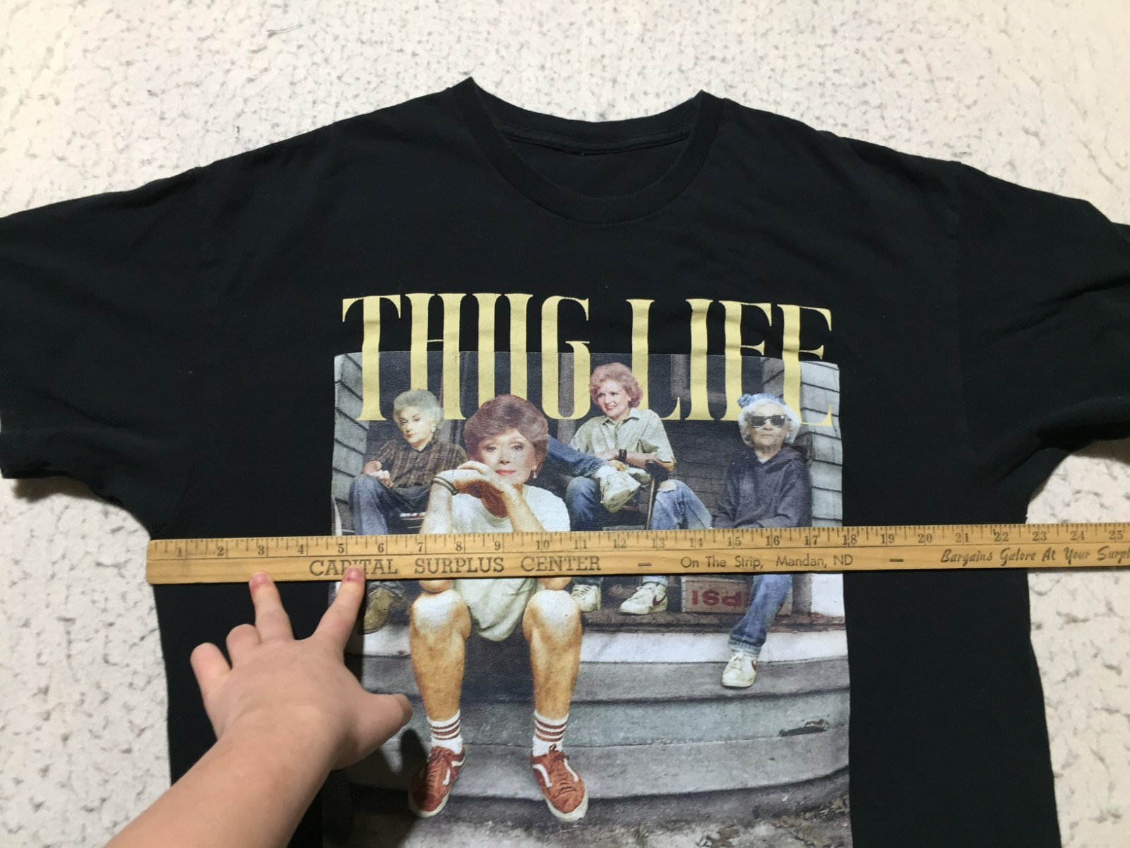 Golden Girls T Shirt Mens XL Black Short Sleeve Thug Life Spell Out Graphic gallery