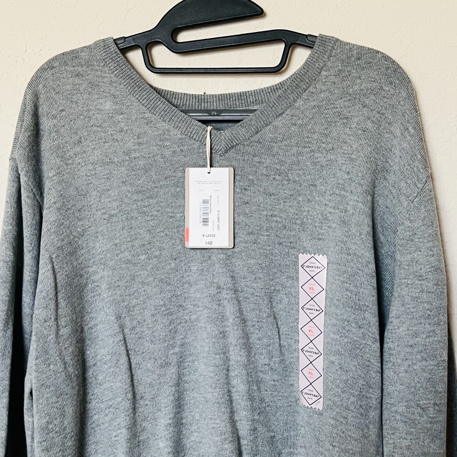 NEW St Johns Bay XL Men's Thermal Henley Shirt Long Sleeve Gray Heather gallery