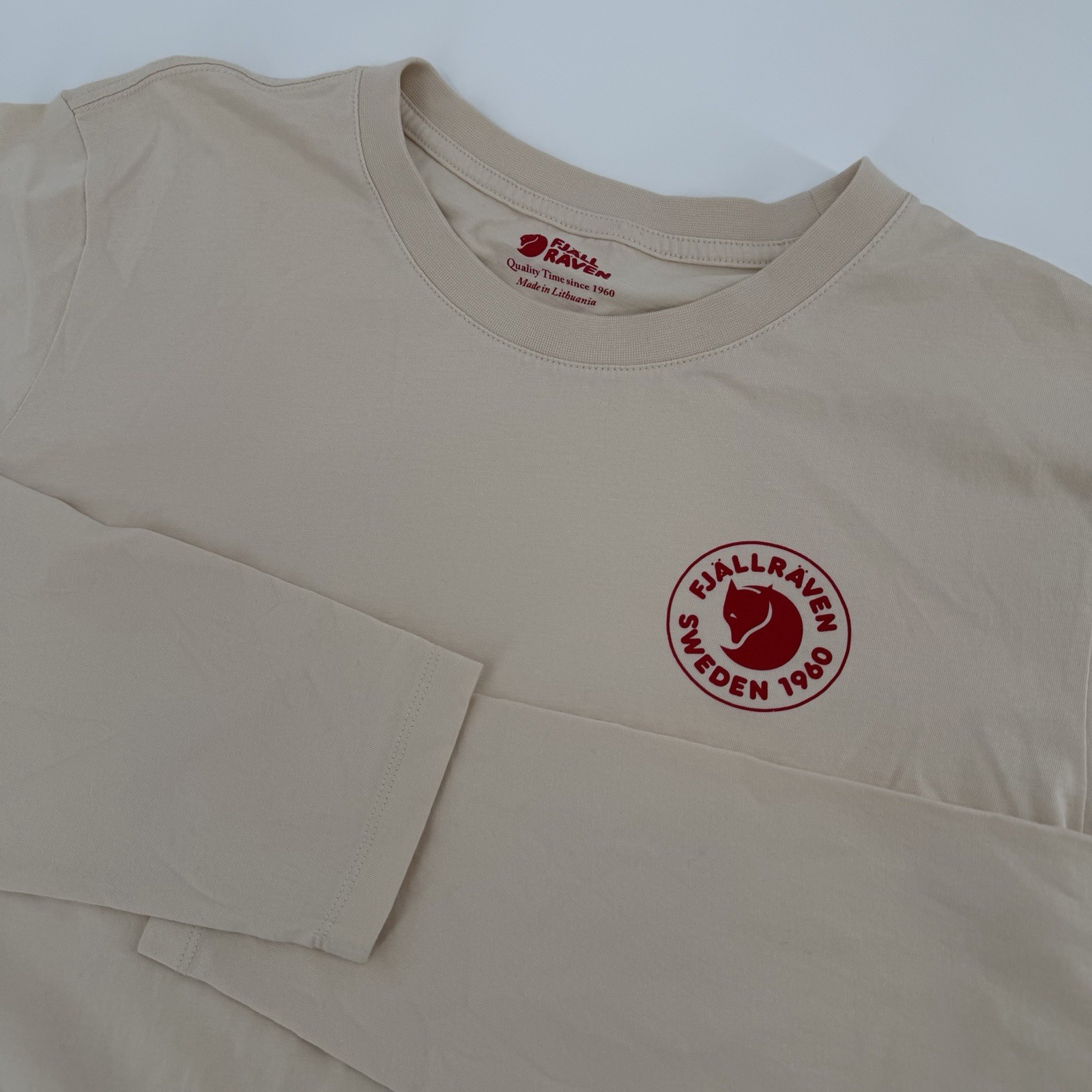 Fjallraven Shirt Mens Large Chalk White 1960 Logo Long Sleeve Cotton Basic