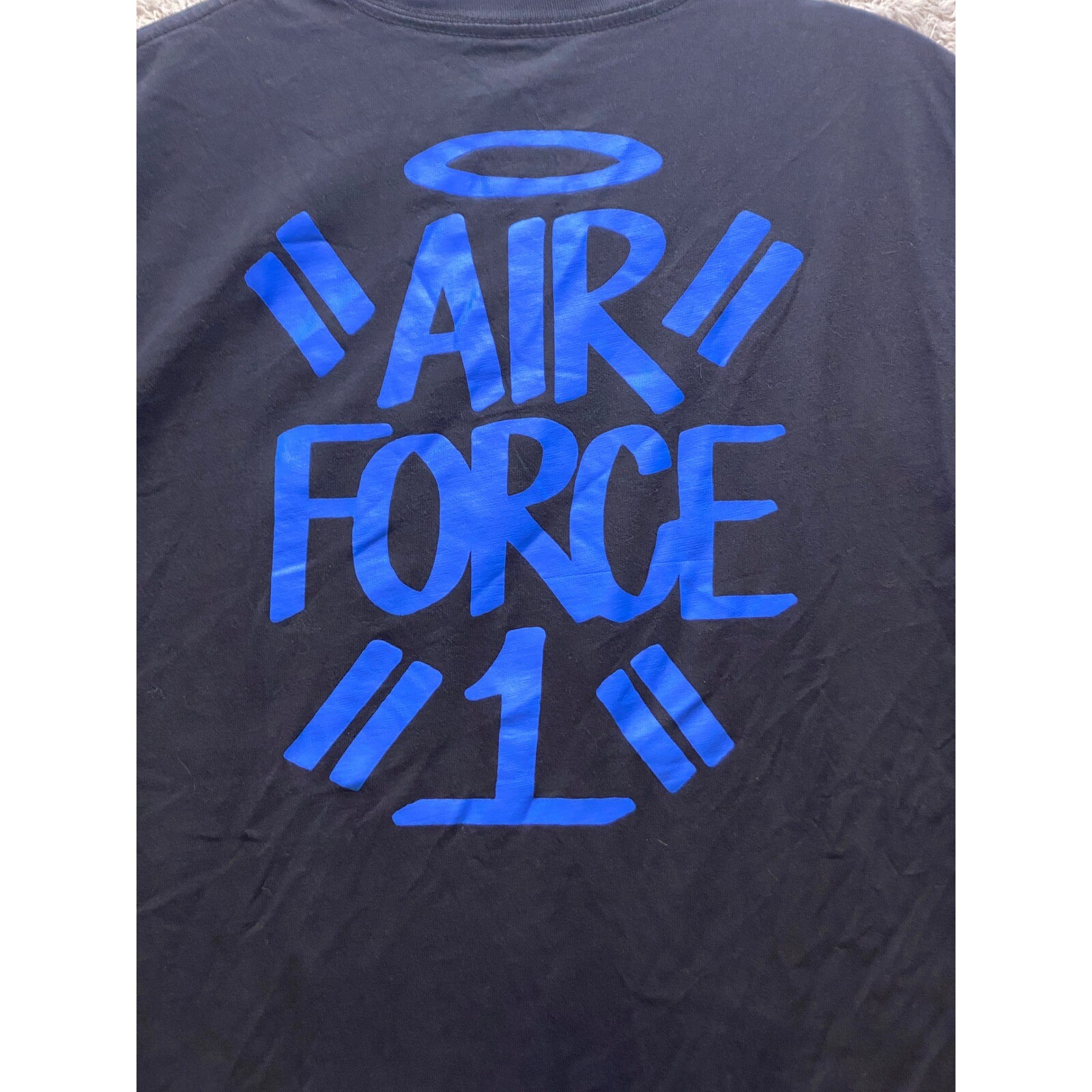 Nike Shirt Mens Medium Big Spellout Haze Streetwear HipHop Air Force 1 Black gallery