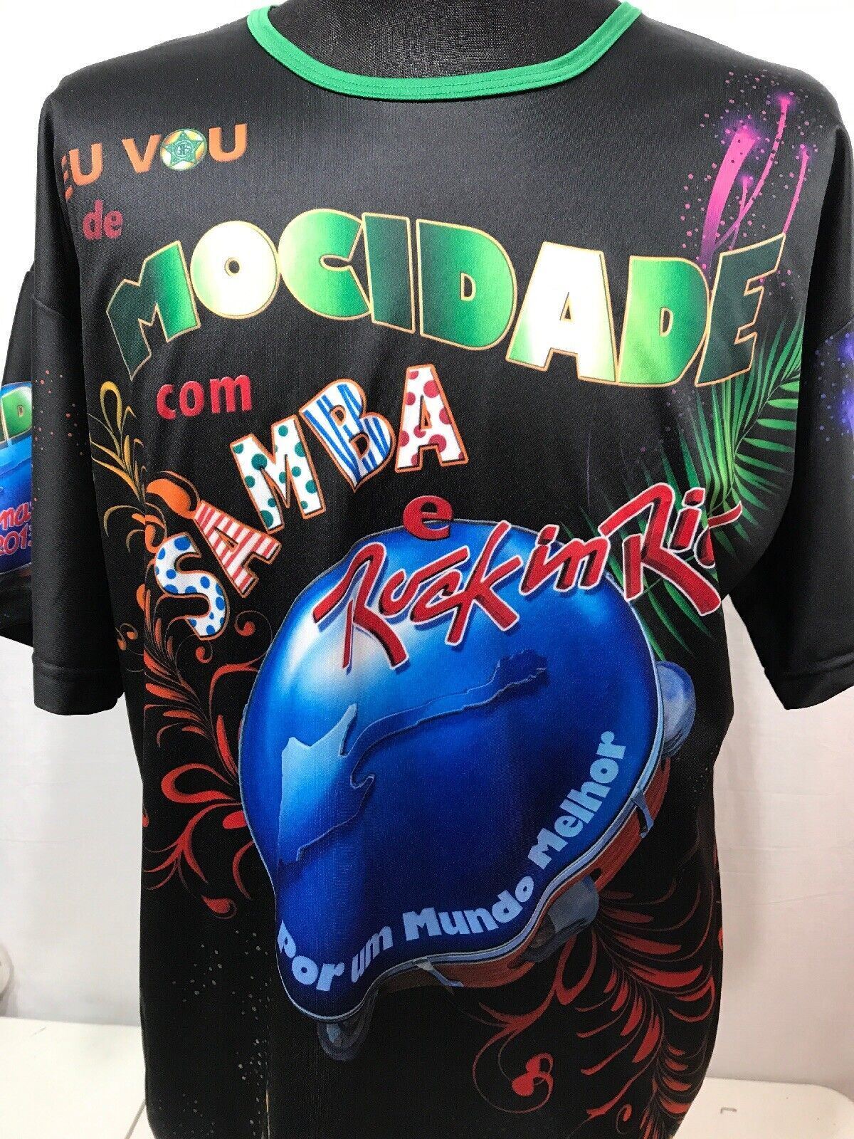 Rock Carnival in Rio Brazil Samba Bicycle Shirt Eu Vou de Mocidade Carnaval XL gallery