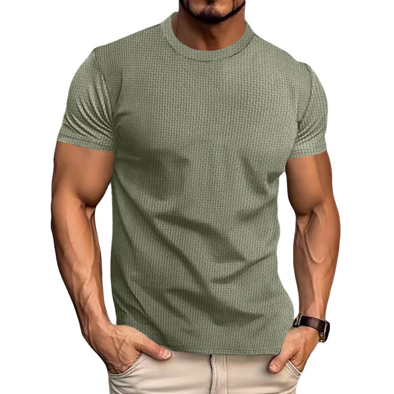 Men's Solid Color Breathable Slim Fit Running Sports Short Sleeved T-shirt gallery