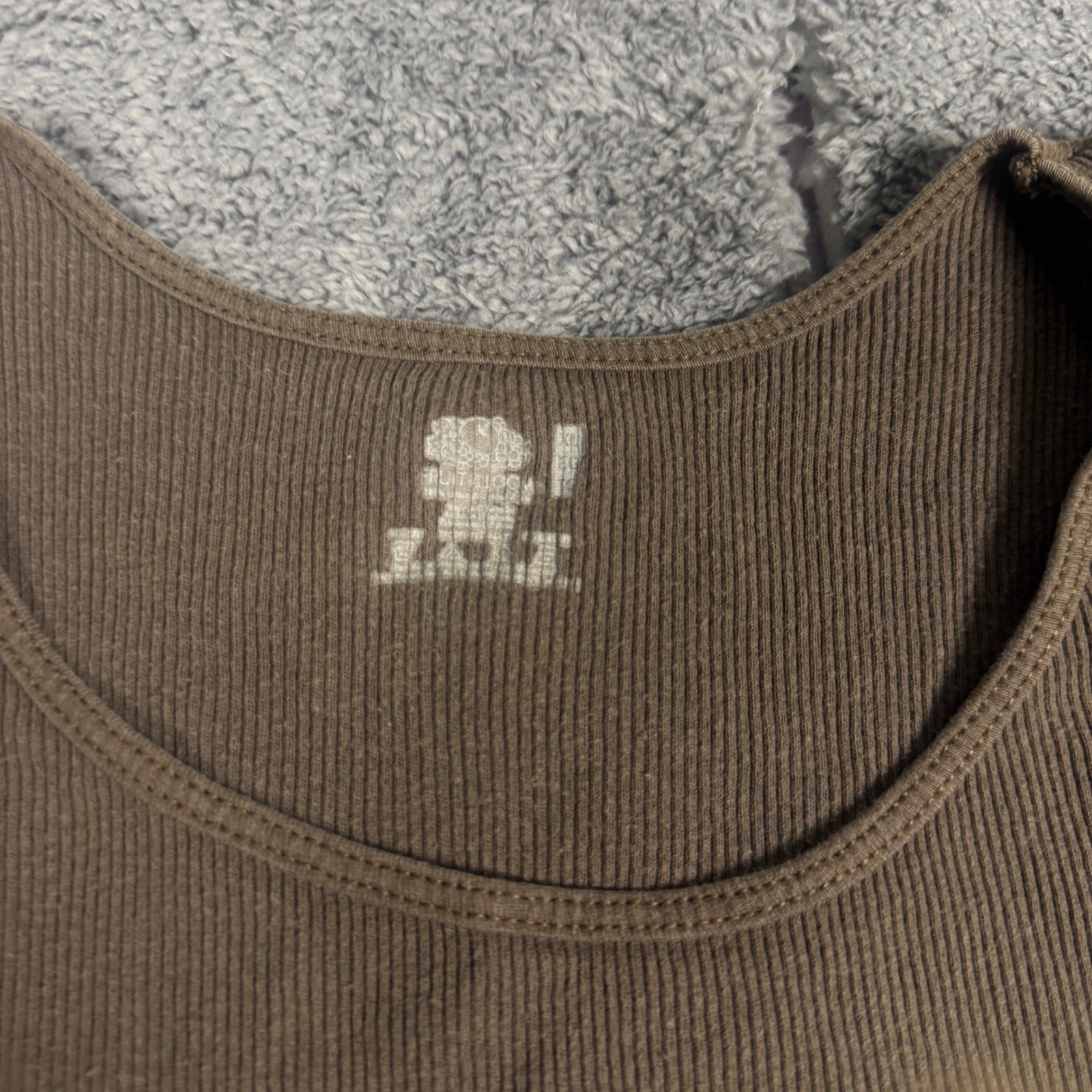 Fruit of the Loom Tank Top Brown Ribbed Lettuce Hem Basic Shirt XL gallery