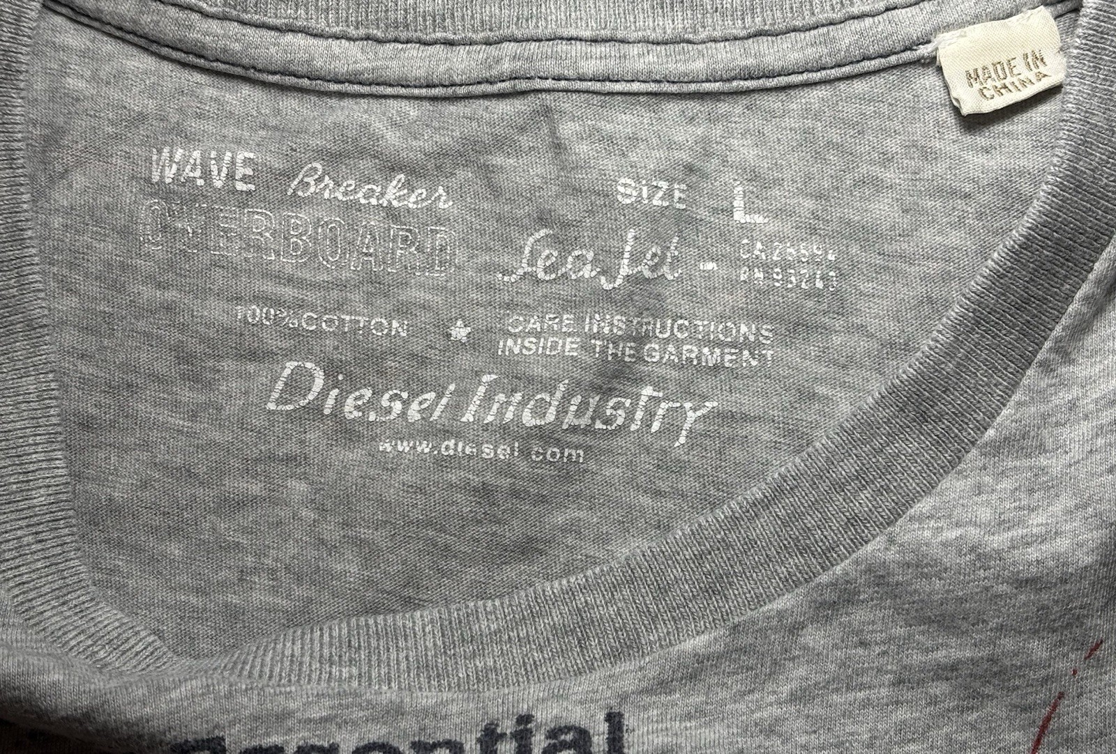 Vintage Diesel Industry T Shirt Men L Nautical Map Graphic Wave Breaker Y2K Slim gallery