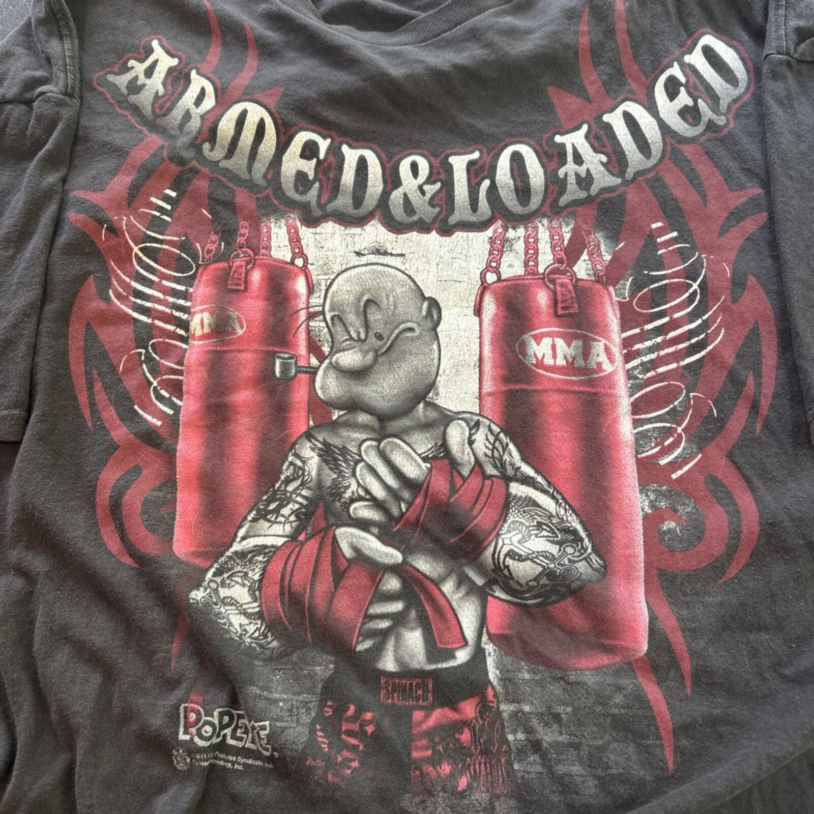 Armed & Loaded Popeye MMA Graphic T-Shirt Black Red 3XL gallery