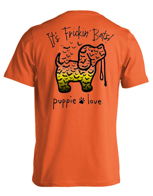 New PUPPIE LOVE IT’S FRICKIN’ BATS! HALLOWEEN Pup T SHIRT SHORT Sleeve Shirt
