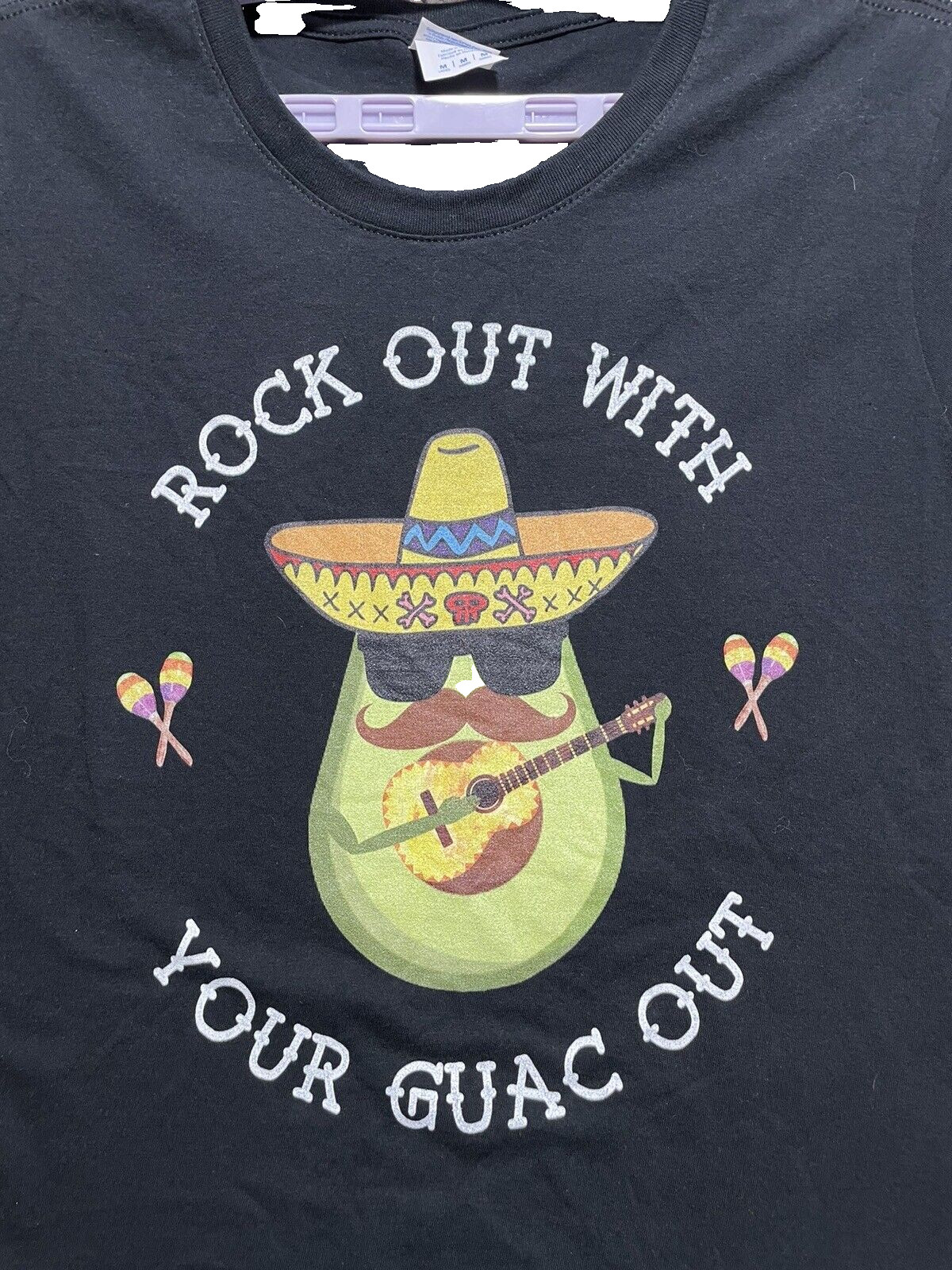 Rock Out With Your Guac Out Funny T-Shirt Avacado Guacamole Salsa Vegan Sz M gallery