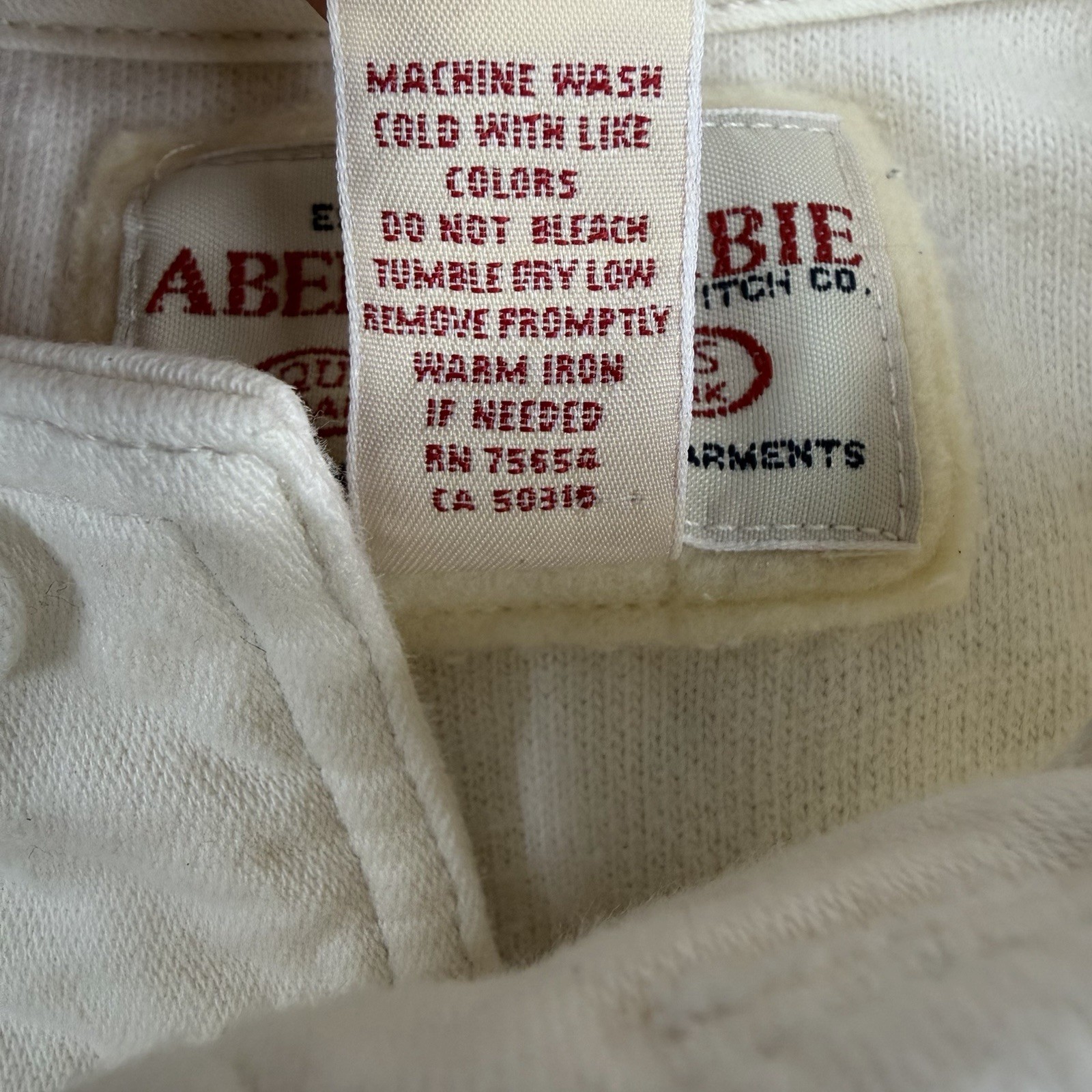Vintage Abercrombie & Fitch Muscle fit Henley Thermal Cream Logo Y2K Preppy L gallery