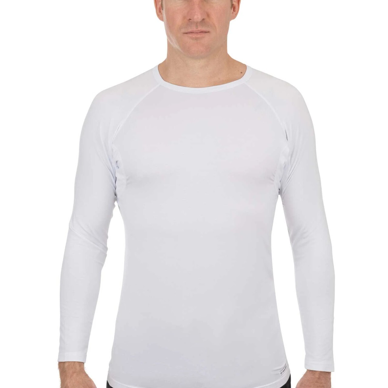 Ejis Men's Crew Neck Long Sleeve Micro Modal Sweat Proof White Undershirt gallery