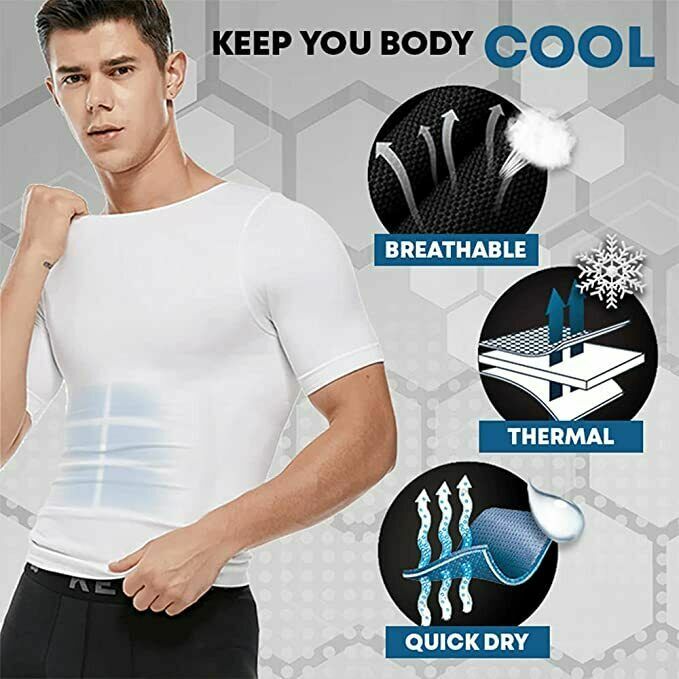 SecondSkin Men's Shaper Cooling T-Shirt Compression Vest Slimming Shapewear US gallery