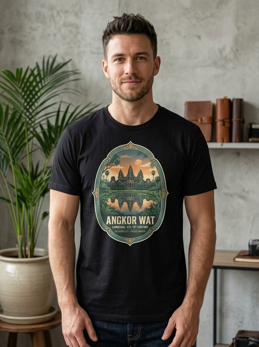 Angkor Wat Cambodia Temple Graphic T-Shirt Travel Unisex Tee gallery