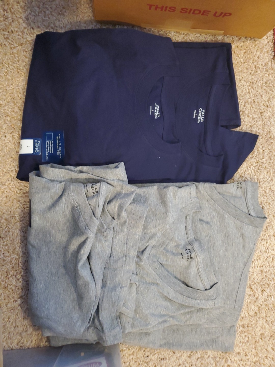 5 New With Tags Falls Creek Mens Tshirts Size Large.2 Are Crew Neck 3 Are V Neck