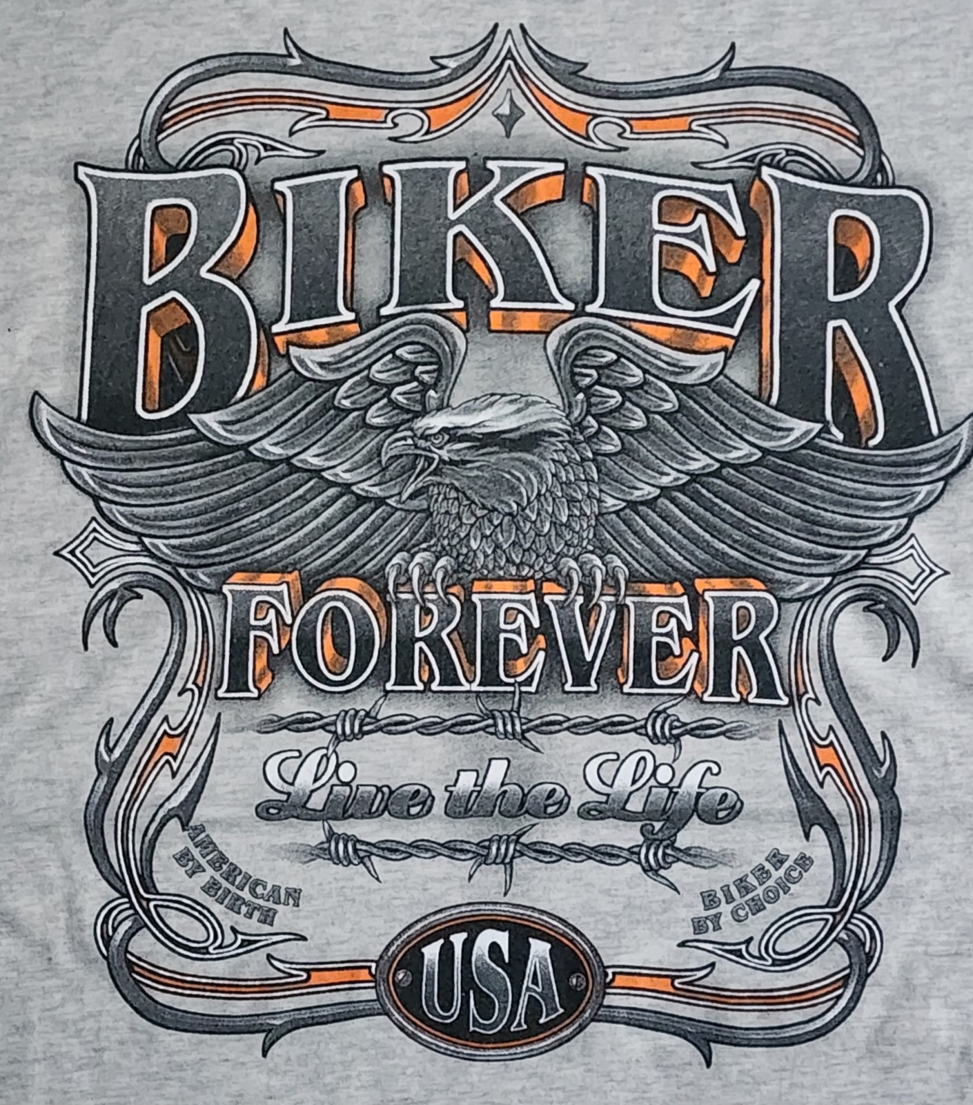 Biker Forever T- Shirt Men’s Sz Large Motorcycle Eagle USA American Tee