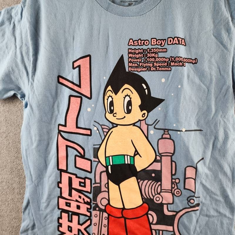 Astro Boy Kanji Graphic Print Tee Men's S Light Blue Multi Crewneck Short Sleeve gallery